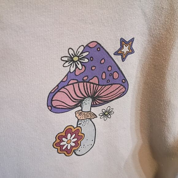 Bowery Supply Co. Mens M Mushroom Graphic Cream Crewneck Sweatshirt Fungi - Picture 3 of 9